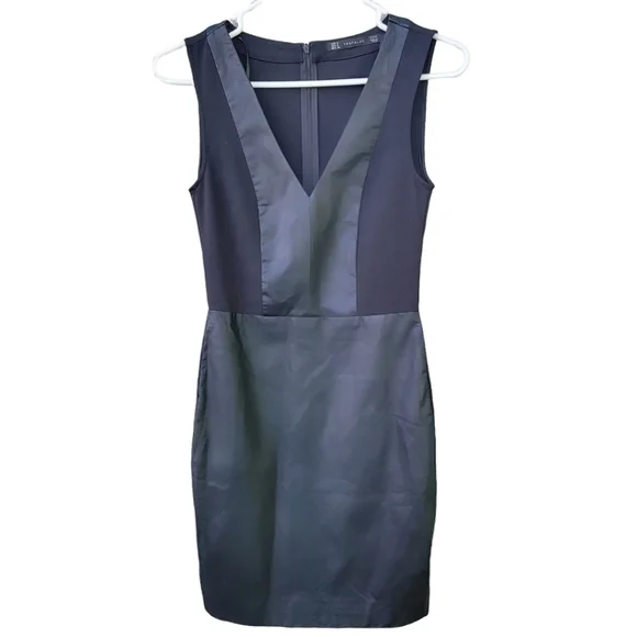 Zara Trafaluc Faux Leather Black Dress Size S Vegan Cocktail Dress